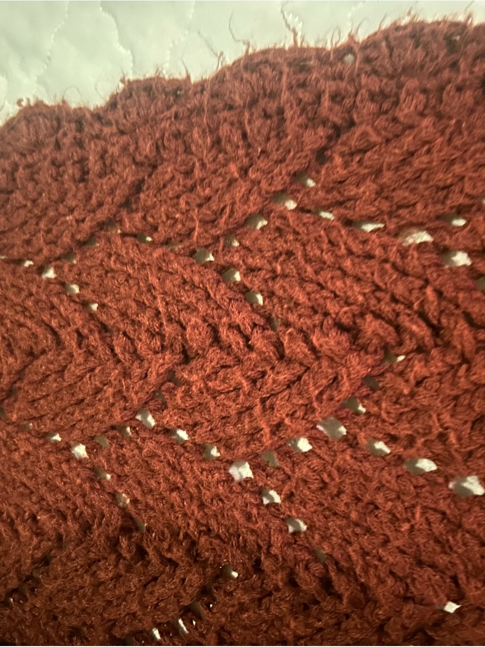 Handcrafted Dark Brown Knit Bed Throw - Cozy Home Bedding - Picture 3 of 4